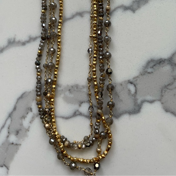 Chan Luu Multi Layered Semi-Precious Stone and Gold Mix Necklace - Picture 2 of 4